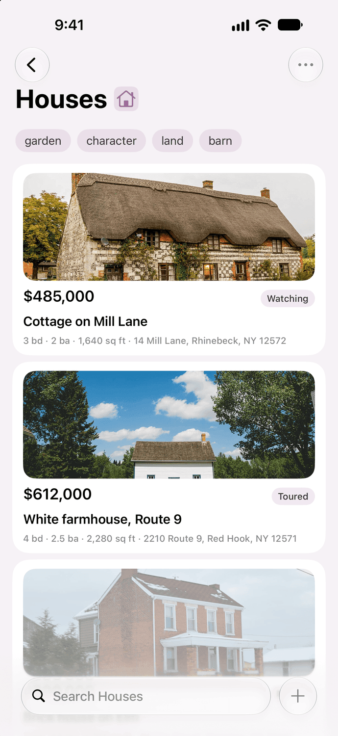 A Houses board in Kyle: listings with photos, prices and status