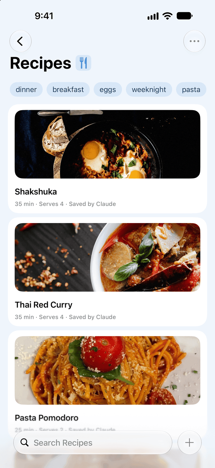 A Recipes board in Kyle: photos, times and servings
